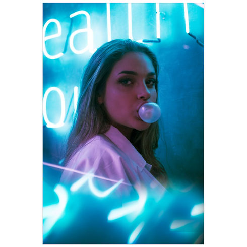 Neon Vibes Bubblegum Girl Poster